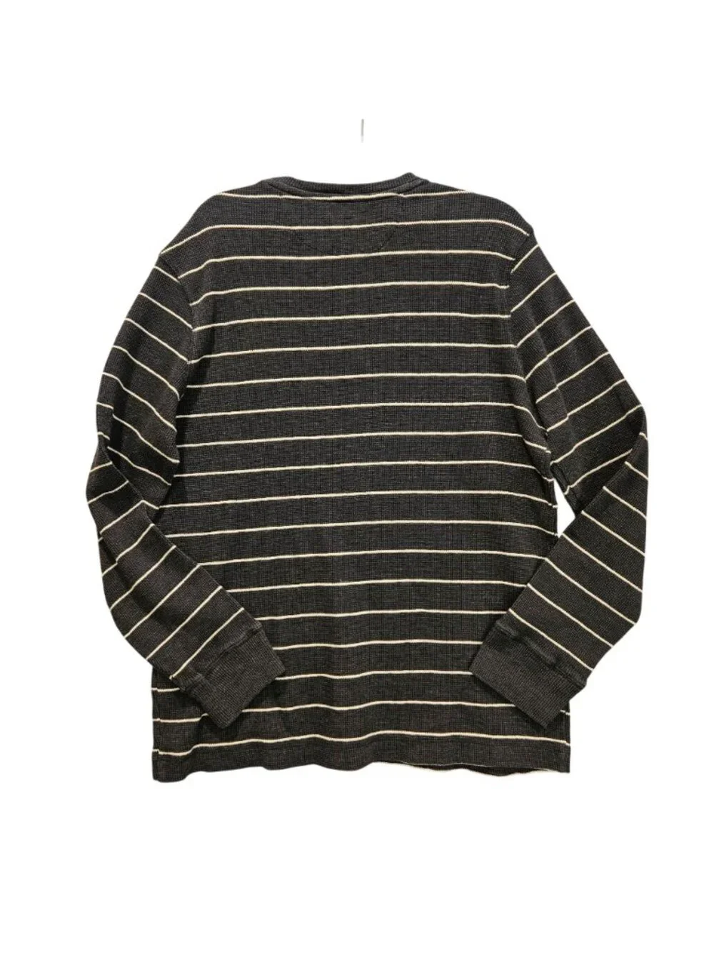 Banana Republic Pullover Mens XL Black White Stripe waffle knit crew neck casual